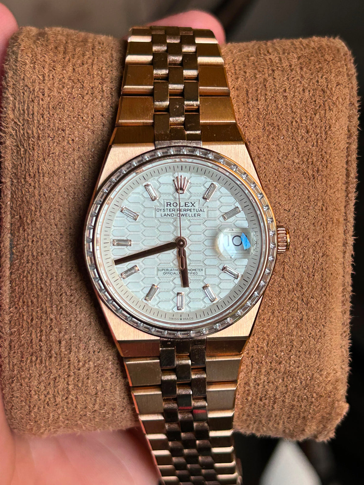 Rolex landweller oyster rose gold diamond bezel 36mm Ref :127285TBR